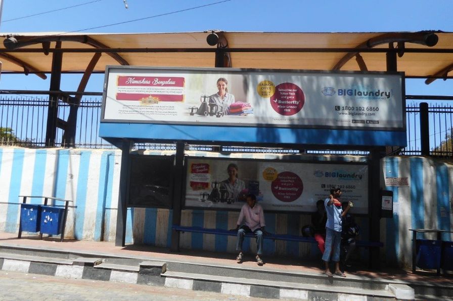 BQS Branding Agency at Malleshwaram West Bus Stop in Bangalore, Hoardings Rates at Bus Stop in Bangalore